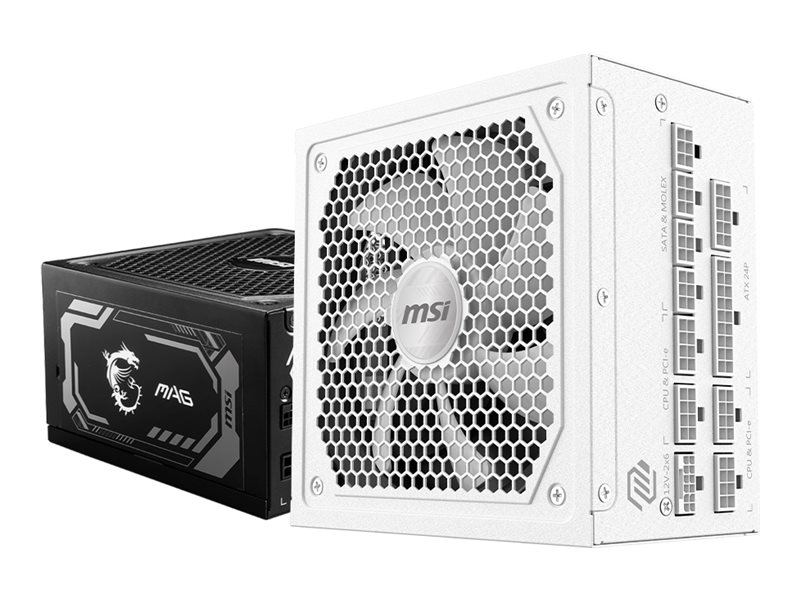 Msi Mag A1000gl Pcie5 White, 1000 W, 100 - 240 V, 50/60 Hz, Aktiv, 120 W, 999,6 W