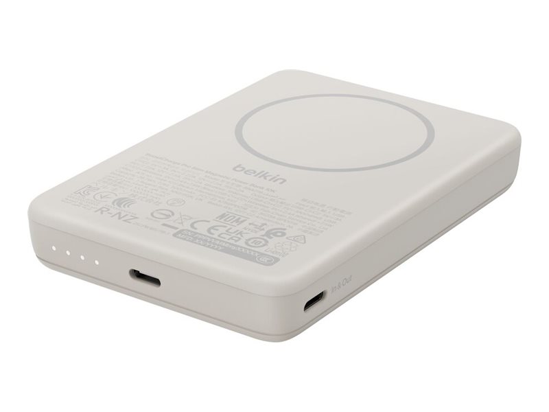 Belkin Boostcharge - Powerbank - Slim, Magnetic, With Qi2 - 10000 Mah - 30 Watt - Fast Charge - 2 Output-Stikforbindelser (Usb-C) - På Kabel: Usb-C -