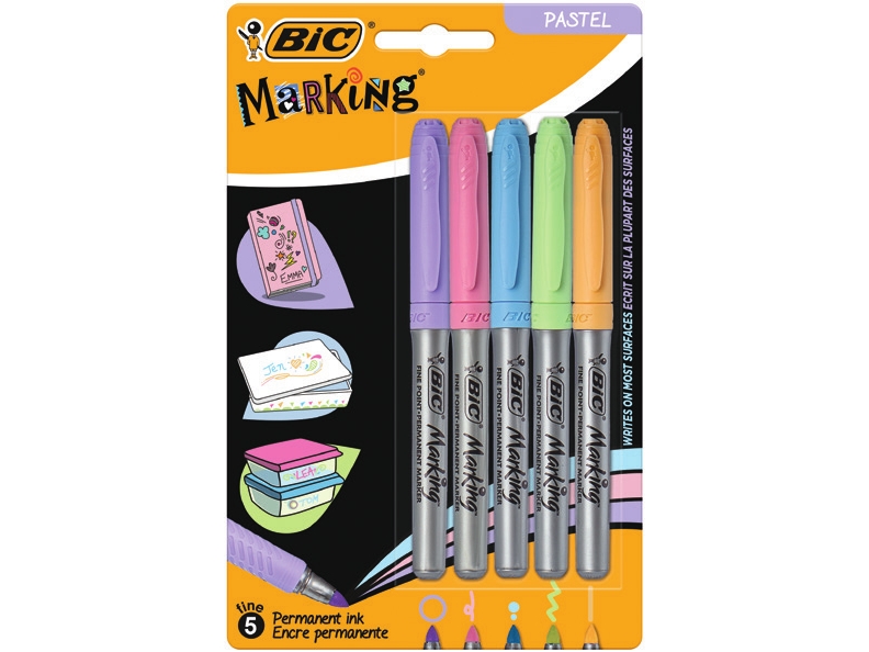 Bic 942865, Rundspitze, Blau, Grün, Pink, Violett, Gelb, Mehrfarbig, Medium, 1,8 Mm, 0,8 Mm