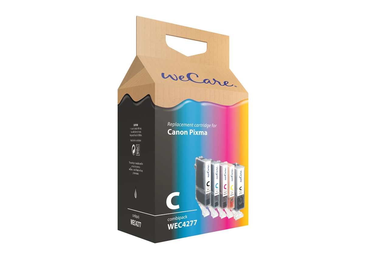 Wecare Wec4277, Tinte Auf Pigmentbasis, Schwarz, Cyan, Magenta, Gelb, Multipack, Pixma Ip3600 / Ip4600 / Ip4600xserie / Ip4700 / Mp540 / Mp550 / Mp56
