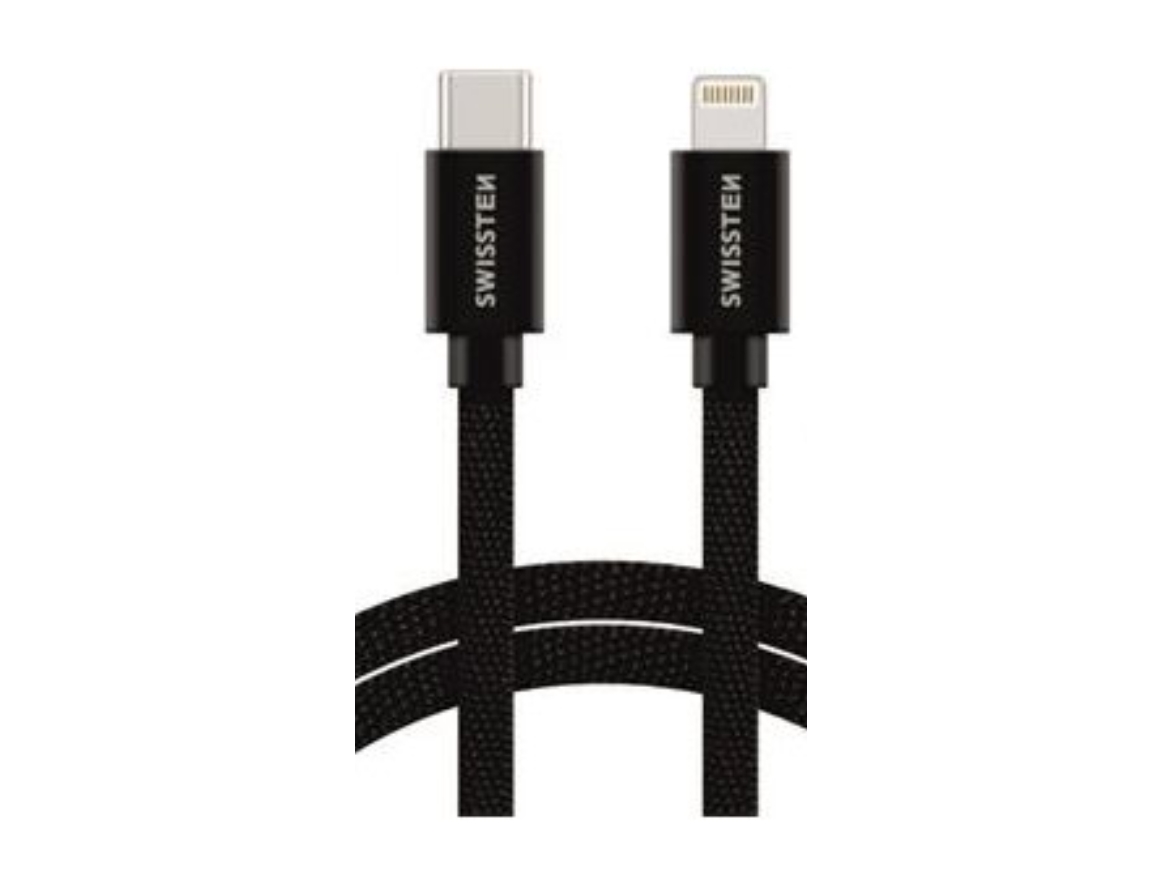 Swissten Usb-C / Lightning 1.2 M, 1,2 M, Usb C, Lightning, Hanstik, Hanstik, Sort