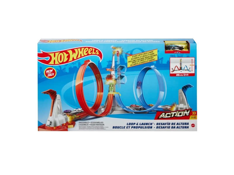 Hot Wheels Action Loop & Launch-banesæt til børn fra 5-10 år, Racerkøretøj og banesæt, 5 År, Plast, Flerfarvet