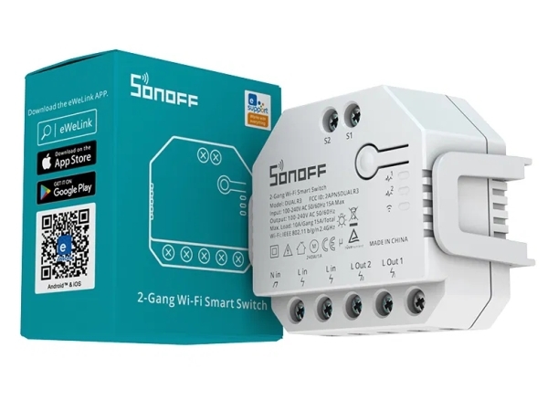 Sonoff Dual R3, Verkabelt & Kabellos, Wlan, Weiß, 2 Kanäle, 2200 W, 2.4 - 2.4835 Mhz