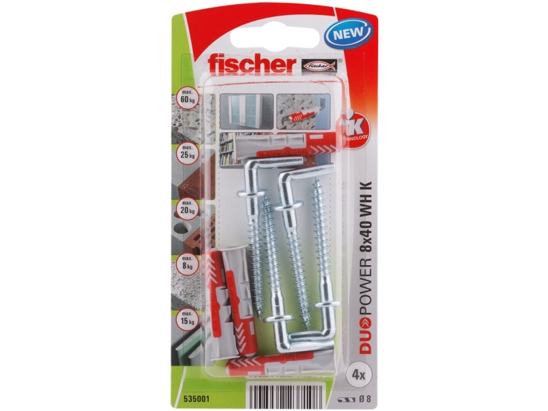 Fischer 535001, Schrauben- & Dübelsatz, Mauerziegel, Beton, 40 Mm, 8 Mm, 5 Cm, 1,25 Cm