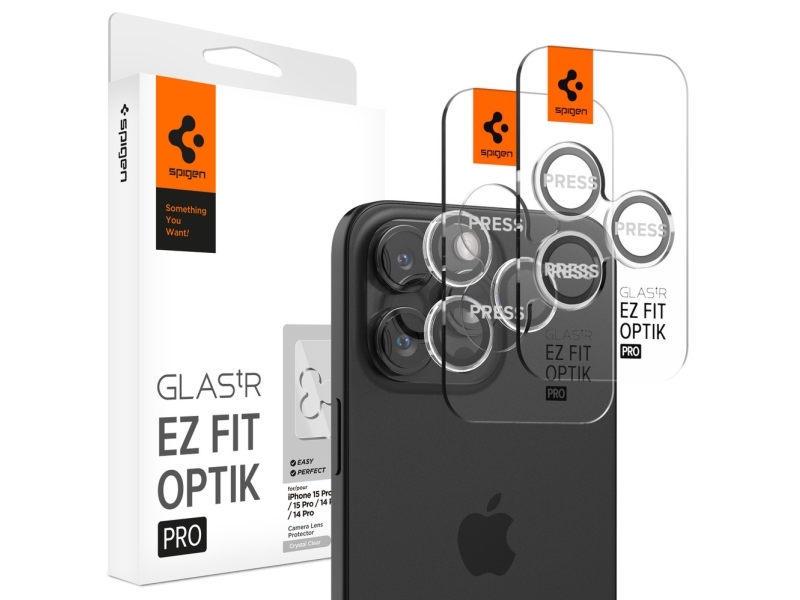 Spigen Glas.Tr Ez Fit Optik Pro, Apple, Iphone 15 Pro / 15 Pro Max / 14 Pro / 14 Pro Max, Ridseresistent, Transparent, 2 Stk