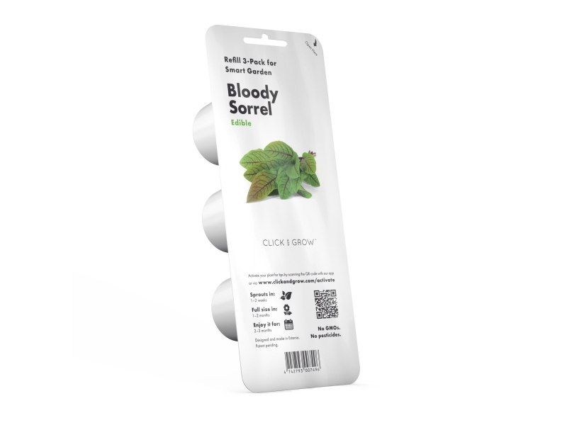 Click & Grow Bloody Sorrel, Spiselig Plante, Bloody Sorrel, Genopfyldning, Hurtig Producent (3-5 Uger), 7 - 14 Dage, 1 - 2 Måned(Er)