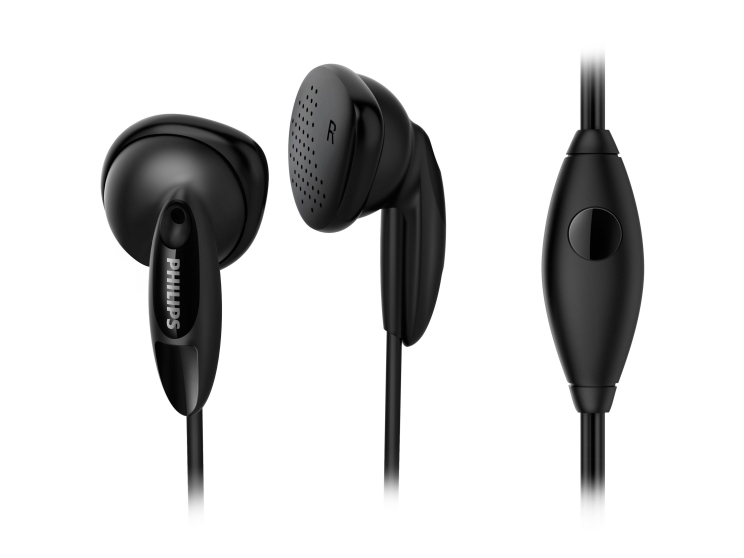 Philips Øretelefoner Med Mikrofon She1355bk/00, Ledningsført, 10 - 22000 Hz, Opkald/Musik, 14,5 G, Headset, Sort