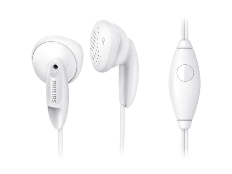 Philips Øretelefoner Med Mikrofon She1355wt/00, Ledningsført, 10 - 22000 Hz, Opkald/Musik, 14,5 G, Headset, Hvid