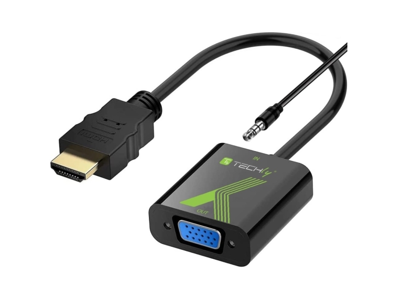 Techly HDMI - VGA+3.5mm M/F, 0,15 m, HDMI, VGA+3.5mm, Hanstik, Hunstik, 1920 x 1200 pixel