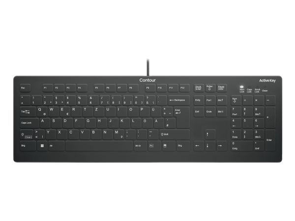 Active Key AK-C8112 - keyboard - wipe disinfection flat key profile - 100% full size - QWERTY - Pan Nordic - black Input Device - Tastatur - Nordisk - Svart
