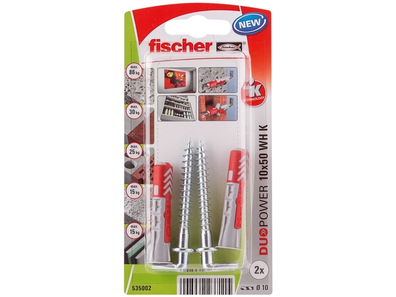 Fischer 535002, Schraubhaken & Dübelsatz, Mauerziegel, Beton, 50 Mm, 1 Cm, 6 Cm, 1,25 Cm