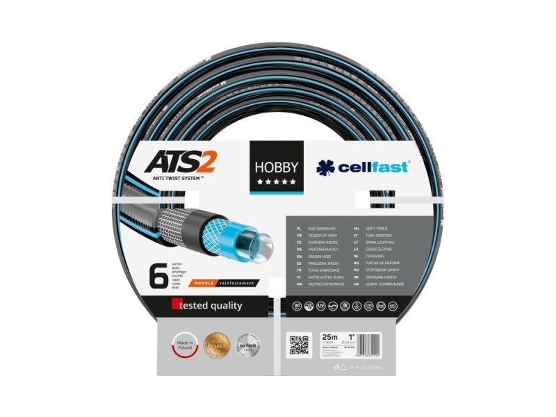 Cellfast Hobby Ats2, 25 M, Over Jorden, Sort, 30 Bar, -20 - 60 °C