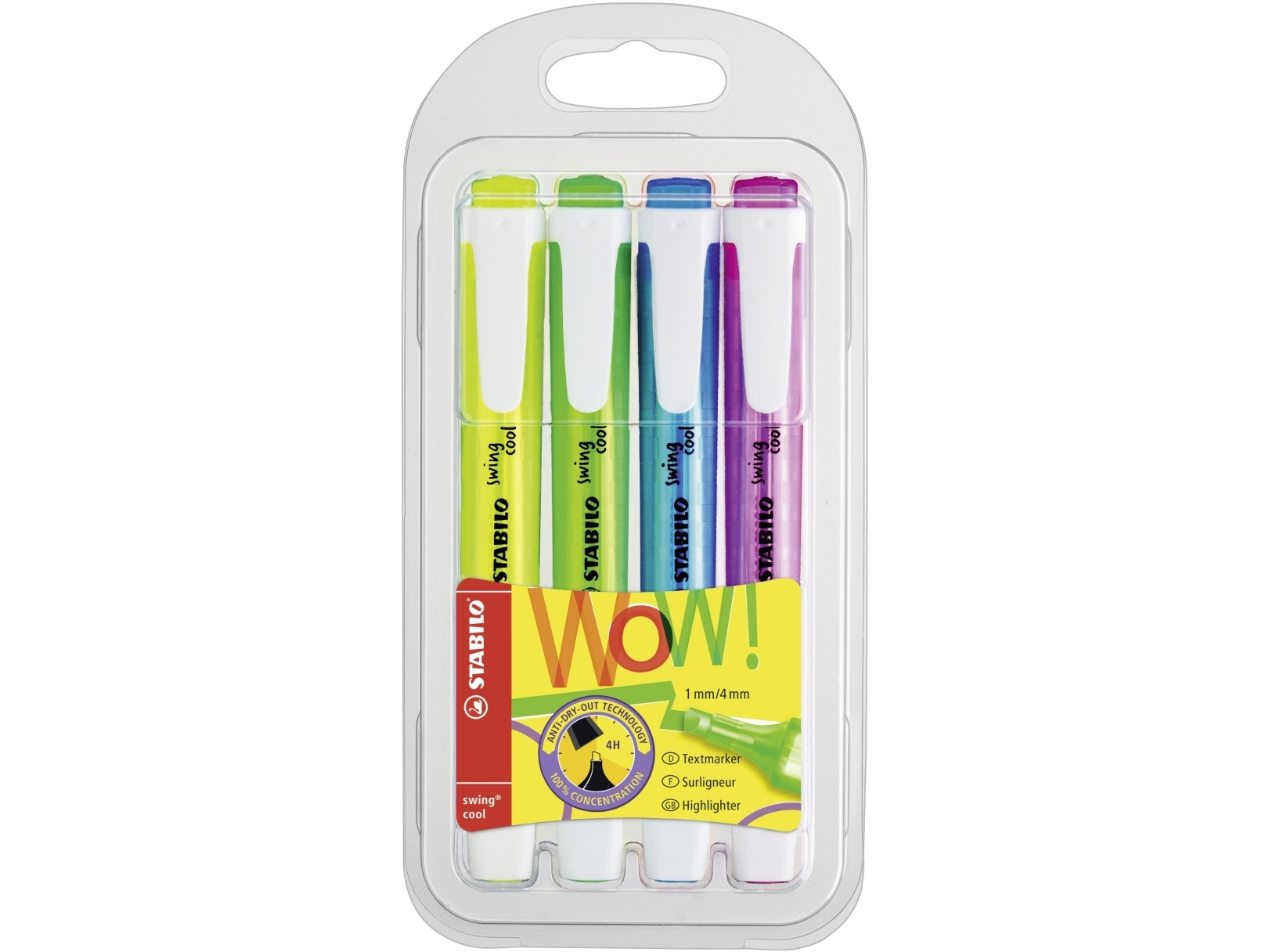 Stabilo Swing Cool Highlighter Sæt 4Stk