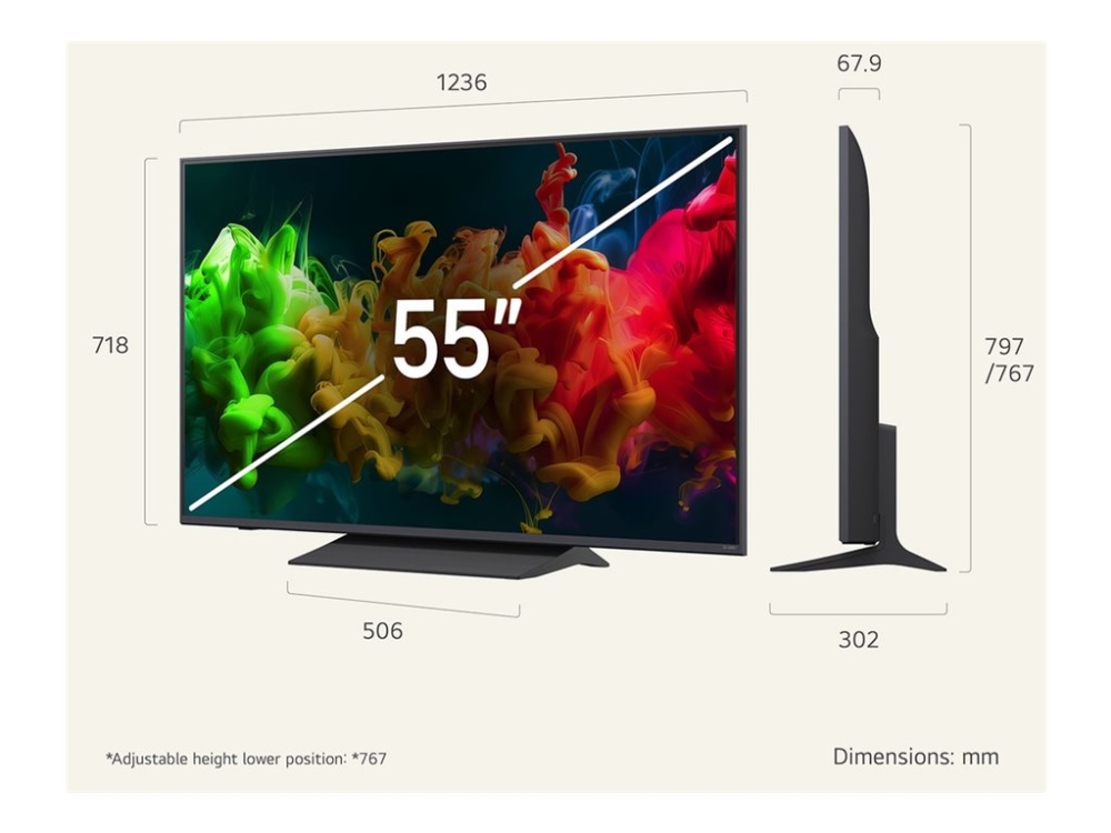 Lg 55Qned8eb3b, 139,7 Cm (55"), 3840 X 2160 Pixel, Qned, Smart-Tv, Wlan, Schwarz
