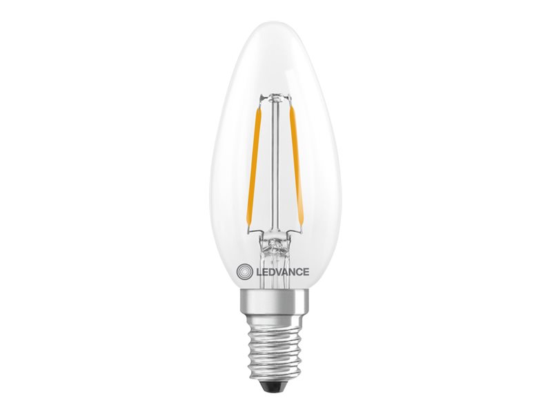 LEDVANCE Value Class - LED-filament-lyspære - form: B35 - klar finish - E14 - 1.8 W (tilsvarende 25 W) - klasse D - varmt hvidt lys - 2700 K