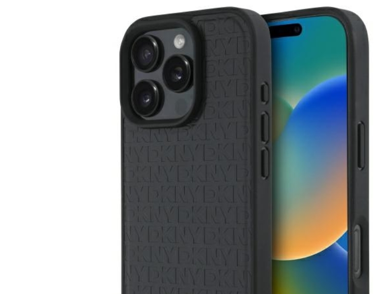 Dkny Dkhmp16lpshrpsk Apple Iphone 16 Pro 6.3" Deklas Telefonui Juodos Spalvos Repeat Pattern Stack Logo Magsafe