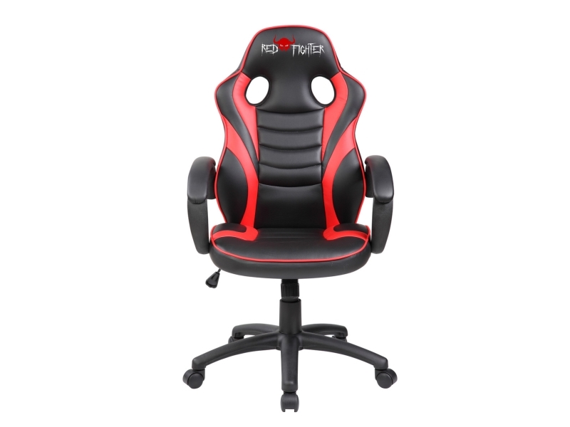 Red Fighter C6, Universal-Gamingstuhl, 90 Kg, Gepolsterter Sitz, Gepolsterte Rückenlehne, Universal, Schwarz, Rot