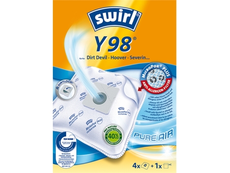 Swirl Staubbeutel Y 98, Staubbeutel, Weiß, Dirt Devil, Hoover, Severin, 4 Stück(E)