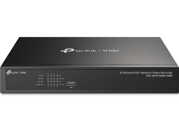 TP-Link VIGI NVR1008H-8MP - 8 kanaler - 3840 x 2160 pixels - 720p - 1080p - 2160p - 3840x2160,1920x1080 - 1680x1050 - 1440x900 - 1280x1024 - 1024x768