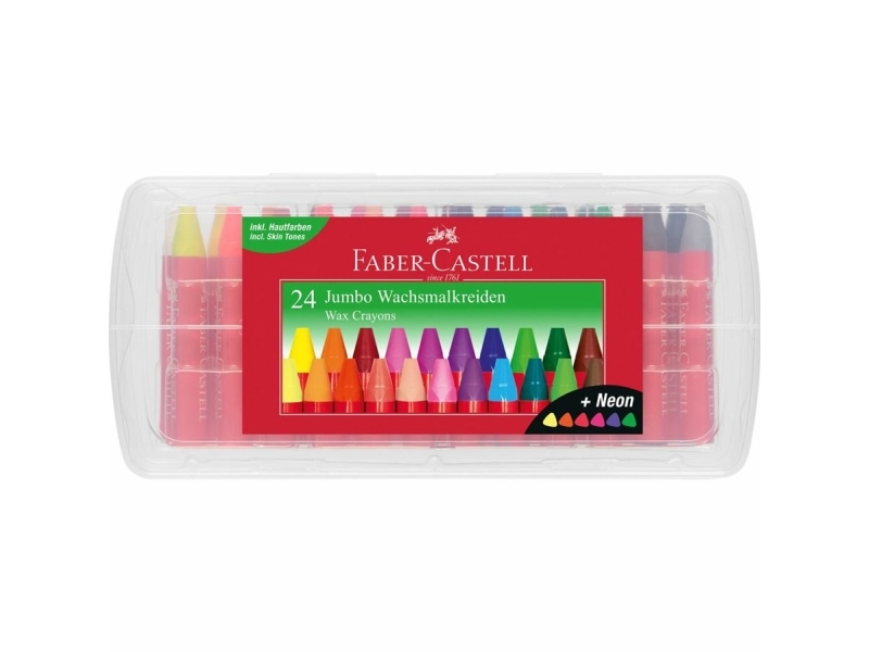 Faber-Castell 120034, 24 Stk, Flerfarvet, Rød, Trekant, Voks, 3 År