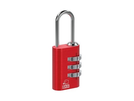 Basi 6170-4000-Rot, Konventionelle Hængelås, Kombinationslås, Rød, Aluminium, U-Formet, 3 Cifre