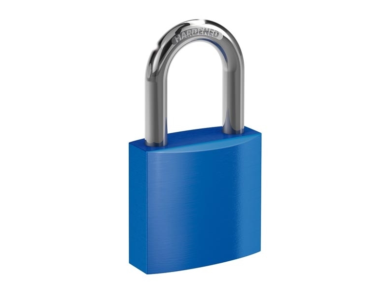 Basi 6190-4000-Blau, Herkömmliches Vorhängeschloss, Tastensperre, Unterschiedliche Schließung, Blau, Aluminium, Gehärteter Stahl