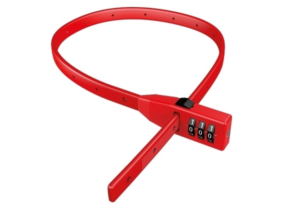 Basi 6990-0310-Rot, Kabelschloss, Rot, Metall, Kunststoff, 3-Stellige Kombination, 10 Mm, 530 Mm