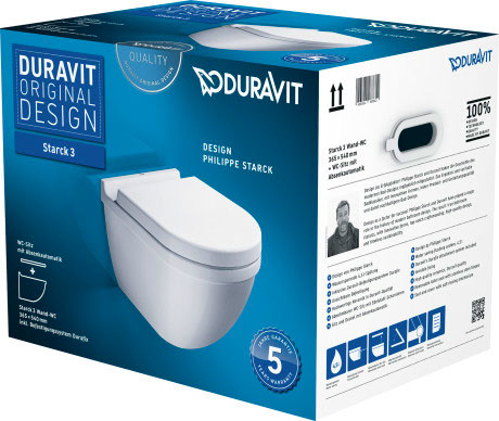 Duravit Starck 3 væghængt toilet, hvid