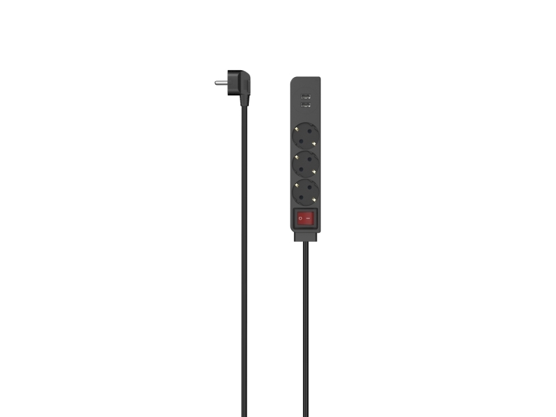 Hama Steckdosenleiste, 3-Fach, Usb-A 17W, Schalter, 1,4 M, Schwarz (00223182)