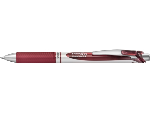 Pentel Energel BL77, Optrækkelig gel pen, Bourgogne, Bourgogne, Sølv, Rund, 0,7 mm, Vandbaseret blæk