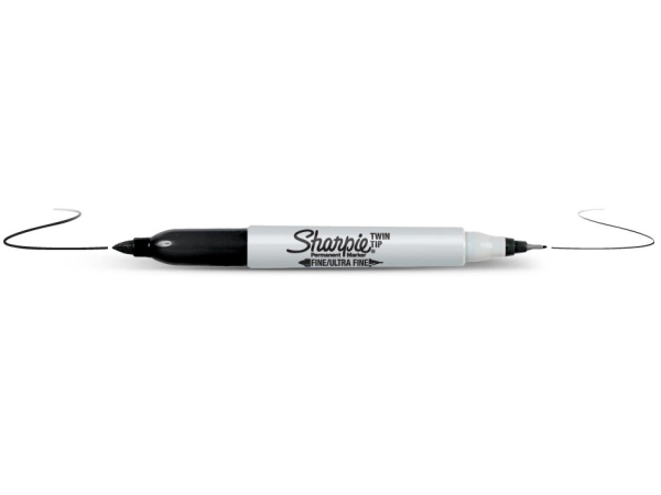 Sharpie Twin Tip, Schwarz, Feine Spitze, Schwarz, Grau, Fein / Ultrafein, 0,5 Mm, 0,9 Mm