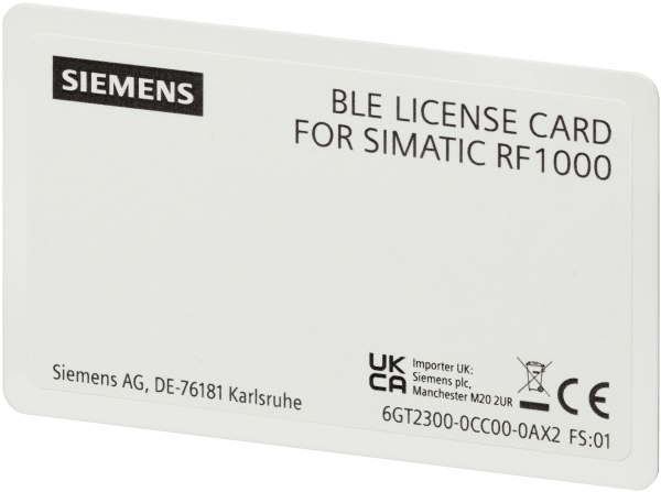Siemens Simatic Rf1000 Ble Lizenzkarte, 13.56 Mhz, 0,05 M, Ip67, 0,8 Mm, 1 Mm, 1 Mm