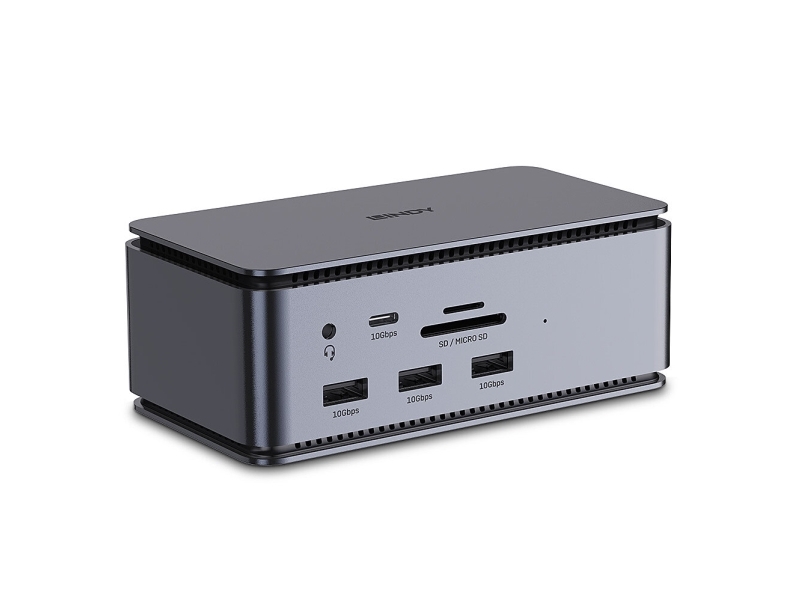 Lindy 43372, Docking, Usb4, 100 W, 3,5 Mm, 1000 Mbit/S, Anthracit