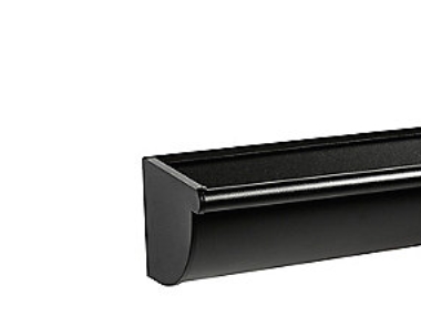tagrende Ark. 333mm V - alu sort kvartrund m. monteret endebund venstre Lgd 1500 mm.