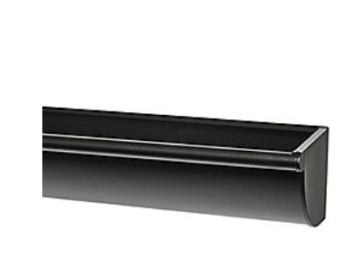 tagrende Ark. 333mm H - alu sort kvartrund m. monteret endebund højre Lgd 1500 mm.