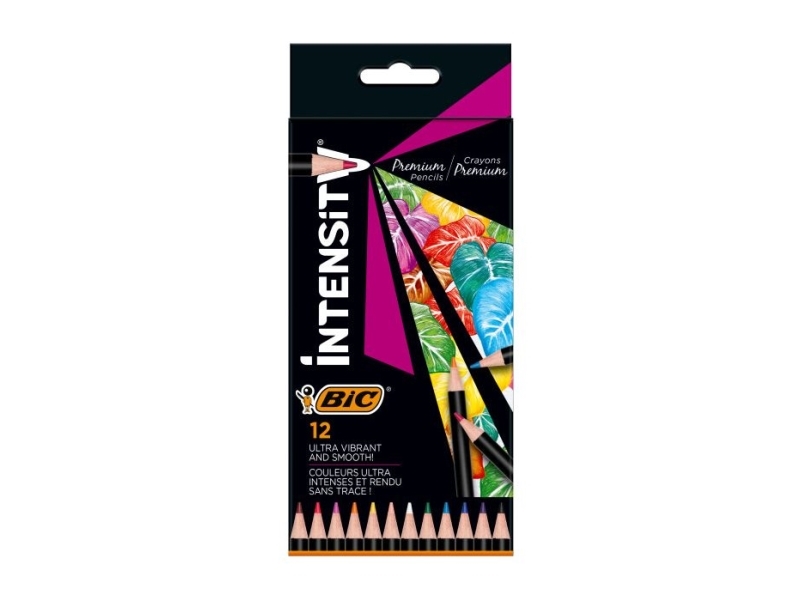 Bic Intensity Premium, Schwarz, Blau, Braun, Grün, Hellblau, Orange, Pink, Violett, Rot, Violett, Weiß, Gelb, 12 Stück(E)
