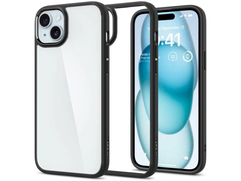 Spigen Crystal Hybrid Case Für Iphone 15 Plus - Klar/Schwarz