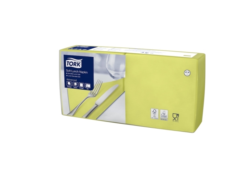 Tork Soft Lunchservietten Limone, Grün, Papier, Einfarbig, 325 Mm, 328 Mm, 753,1 G
