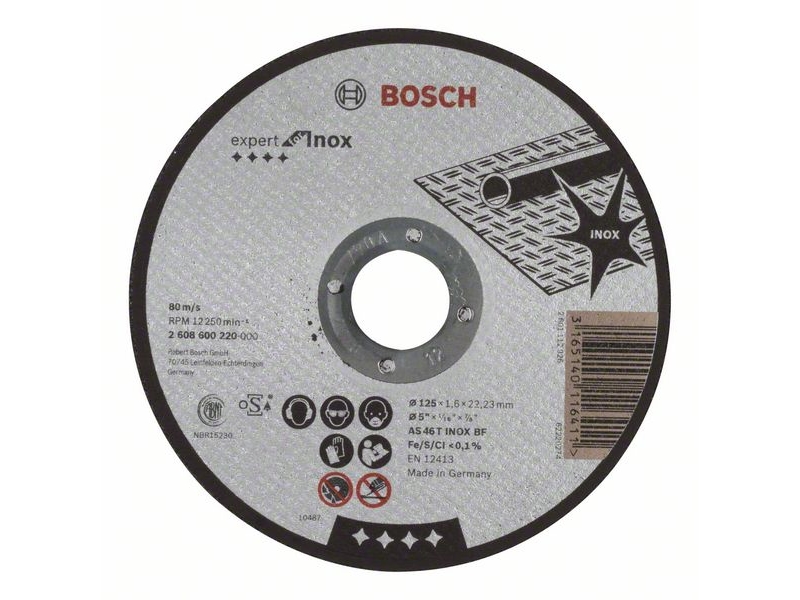 Bosch 2 608 600 220, Schneidedisk, Metall, 12,5 Cm, Bosch, Flache Mitte, 2,22 Cm