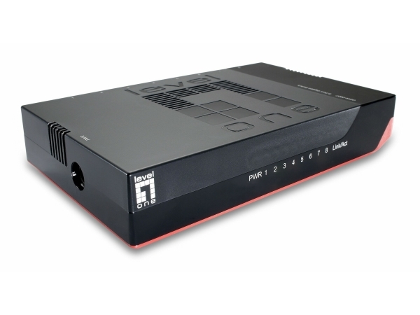 Levelone 8-Port-Gigabit Ethernet-Switch, Unmanaged, Gigabit Ethernet (10/100/1000), Vollduplex, Wandmontage