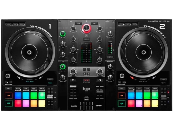 Hercules DJControl Inpulse 500, 6,3 mm, 3.5 mm/6.35 mm, USB, Windows 10, Mac OS X 10.12 Sierra, Mac OS X 10.13 High Sierra, Mac OS X 10.14 Mojave, Mac OS X 10.15 Catalina,..., Intel Core i3