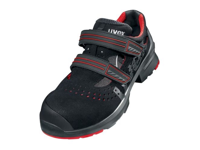 Uvex 85362, Unisex, Erwachsener, Sicherheitssandalen, Schwarz, Rot, Esd, P, S1, Src, Klettverschluss