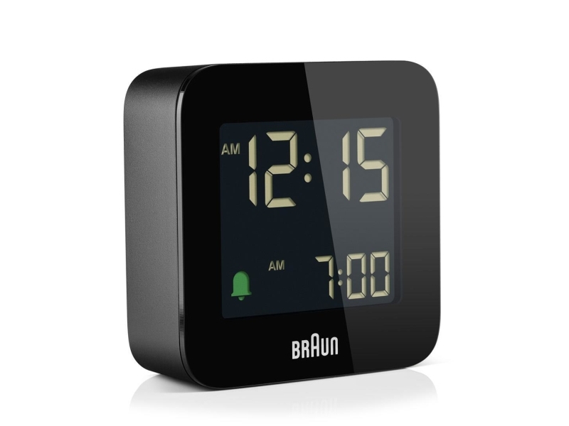 Braun BC08, Digital alarmur, Firkant, Sort, 12/24h, LCD, Batteri