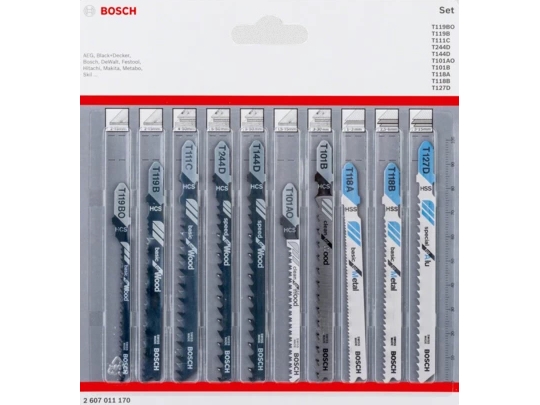 Bosch 2 607 011 170, Figurs&aring;gblad, Metall, Tr&auml;, Svart, Gr&aring;, Vit, 10 styck