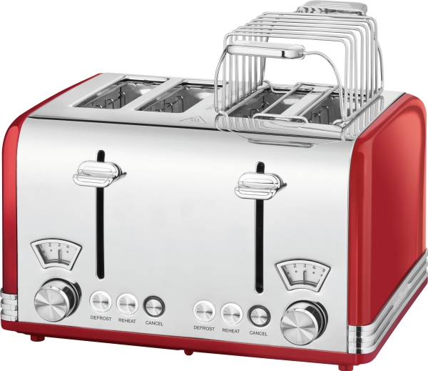 Proficook Pc-Ta 1194, 4 Skive , Rød, Stål, Metal, Knapper, Niveau, Dreje, 1630 W, 220 - 240 V
