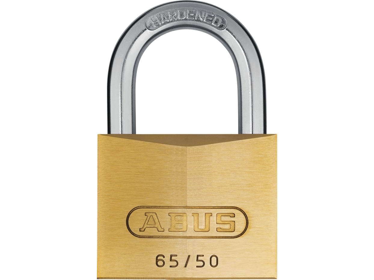 Abus 65/50 Kd., Herkömmliches Vorhängeschloss, Tastensperre, Unterschiedliche Schließung, Messing, Messing, Gehärteter Stahl