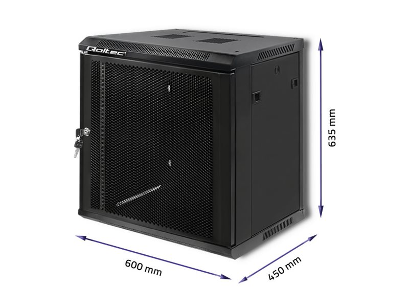Qoltec - Rack Kabinet - Sort - 12U - 19"