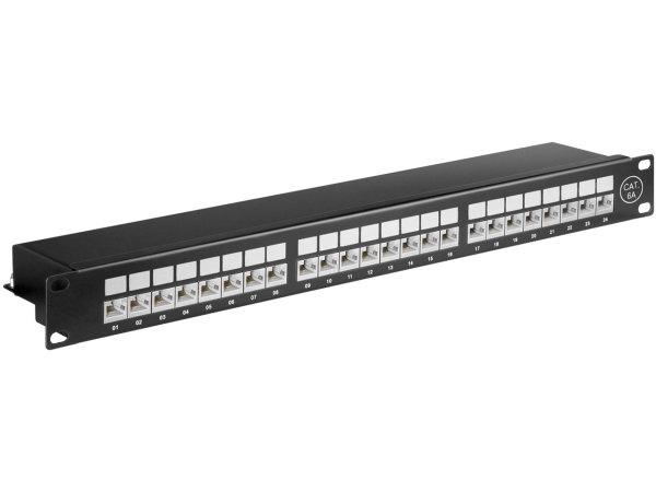 Cat 6A 19 Tommer (48,3 Cm) Patch-Panel, 24 Porte (1 He)