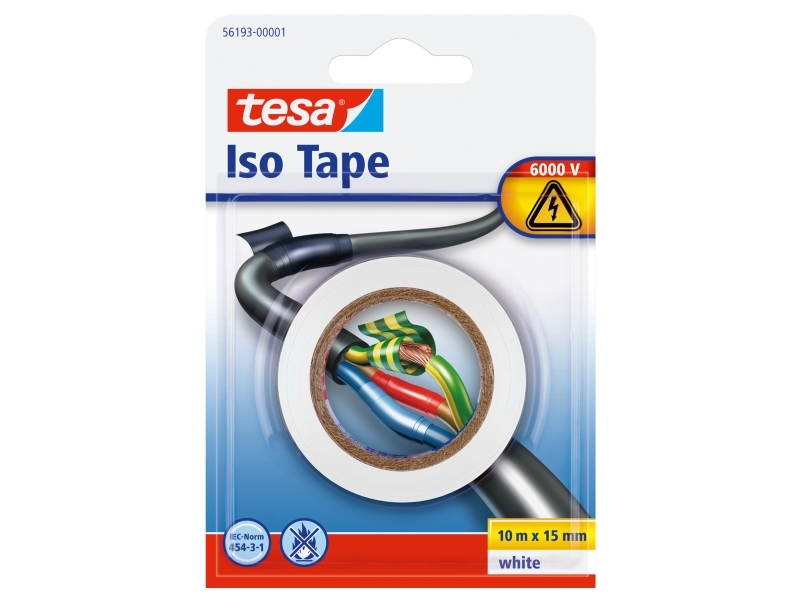 Tesa 56193-00001, 1 Stk, Hvid, Pvc, 6 V, Blister, Iec 454-3-1