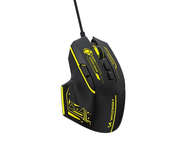 Wozinsky-Mus: Wozinsky Wmgk-1181W – Optisk Gamingmus Med Kabel, 7200 Dpi Og Baggrundsbelysning – Sort Og Gul
